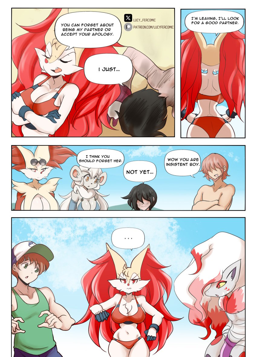 big_ass big_breasts bikini braixen bray_(lucyfercomic) breasts bubble_butt cleavage delphox female furry hisuian_zoroark huge_ass huge_breasts lucyfercomic pokemon pokemon_(species) thick_thighs wide_hips zoroark