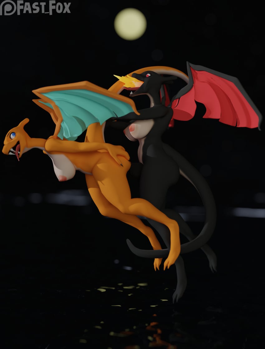 3d anthro charizard from_behind furry furry_only futa_on_female futanari looking_back looking_pleasured pokemon pokemon_(species)