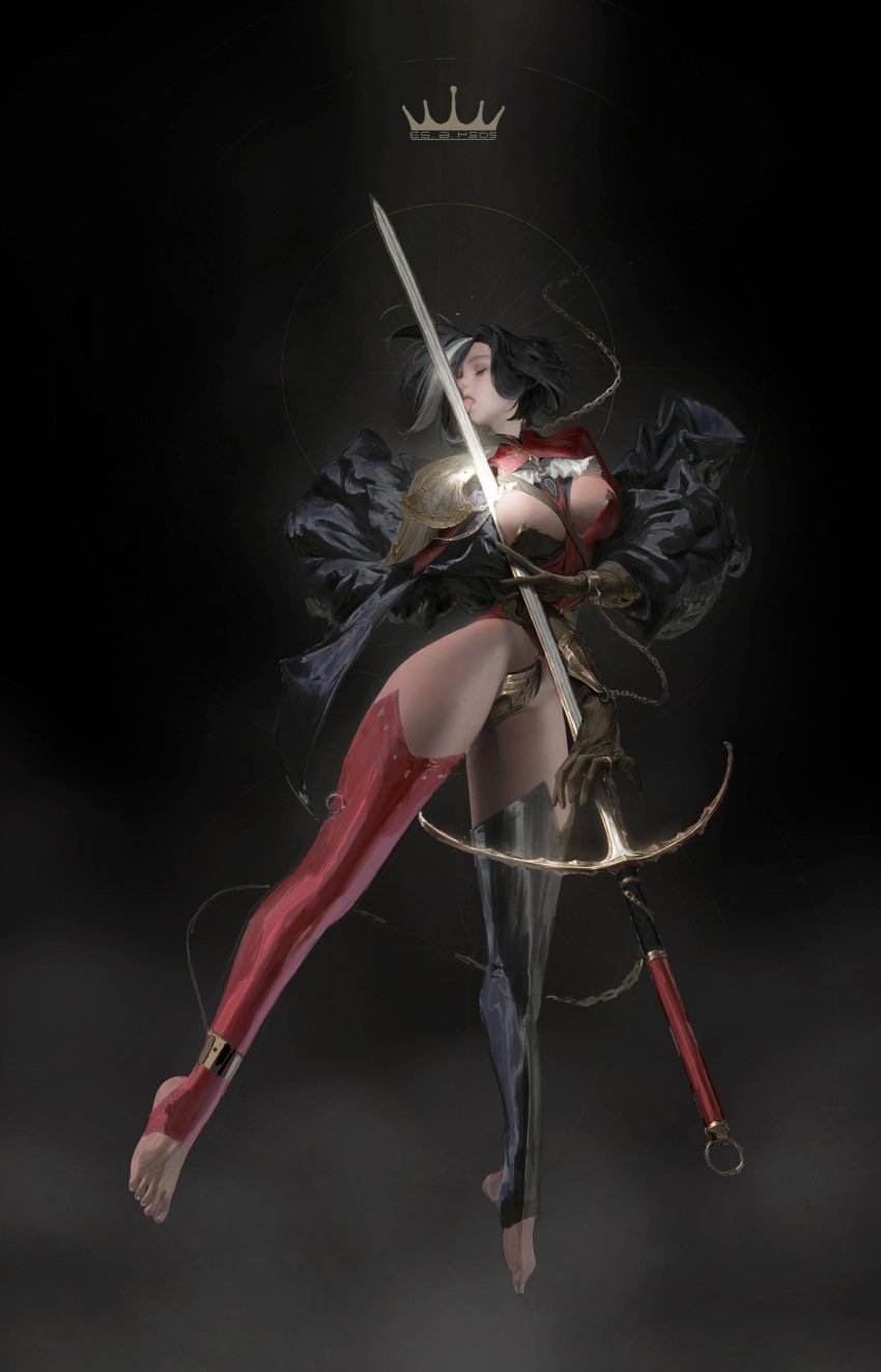 female glowing licking original_character sangdelan staff weapon