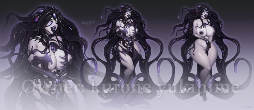 big_breasts big_butt big_nipples big_thighs black_hair black_lipstick goth goth_girl gothic kolga_art kolgaart long_hair long_legs lovecraftian monster_girl slime slime_girl thick thick_ass thick_hips thick_thighs white_body white_skin yog-sothoth