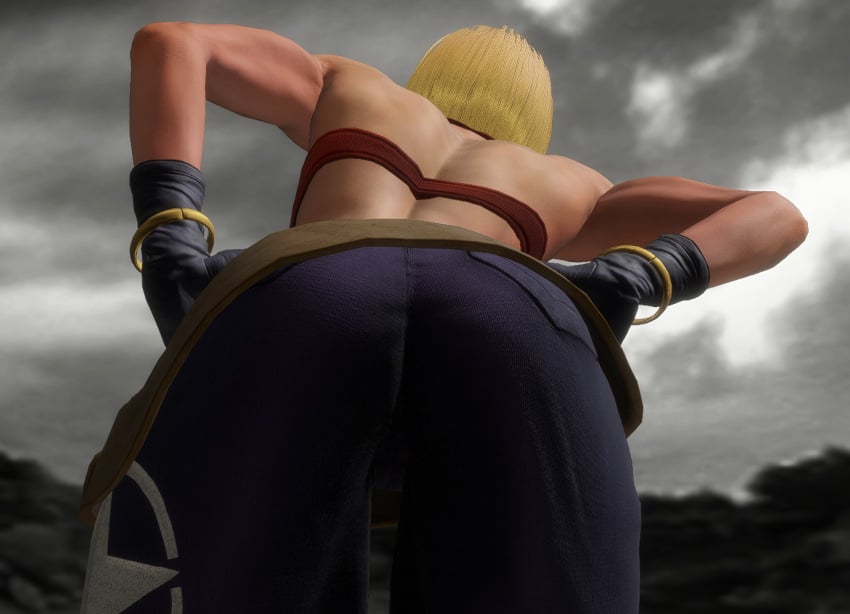 1girls 3d ass ass_focus bent_over big_ass blonde_hair blue_mary fat_ass fatal_fury female female_only from_behind hands_on_hips jeans king_of_fighters leaning_forward midriff pants sleeveless_shirt snk solo thighs