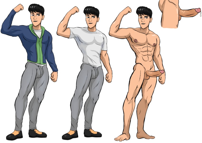 1boy big_penis gay japanese_male jurassic_world jurassic_world_camp_cretaceous jurassic_world_chaos_theory kenji_(jurassic_world_camp_cretaceous) kenji_kon muscular muscular_male