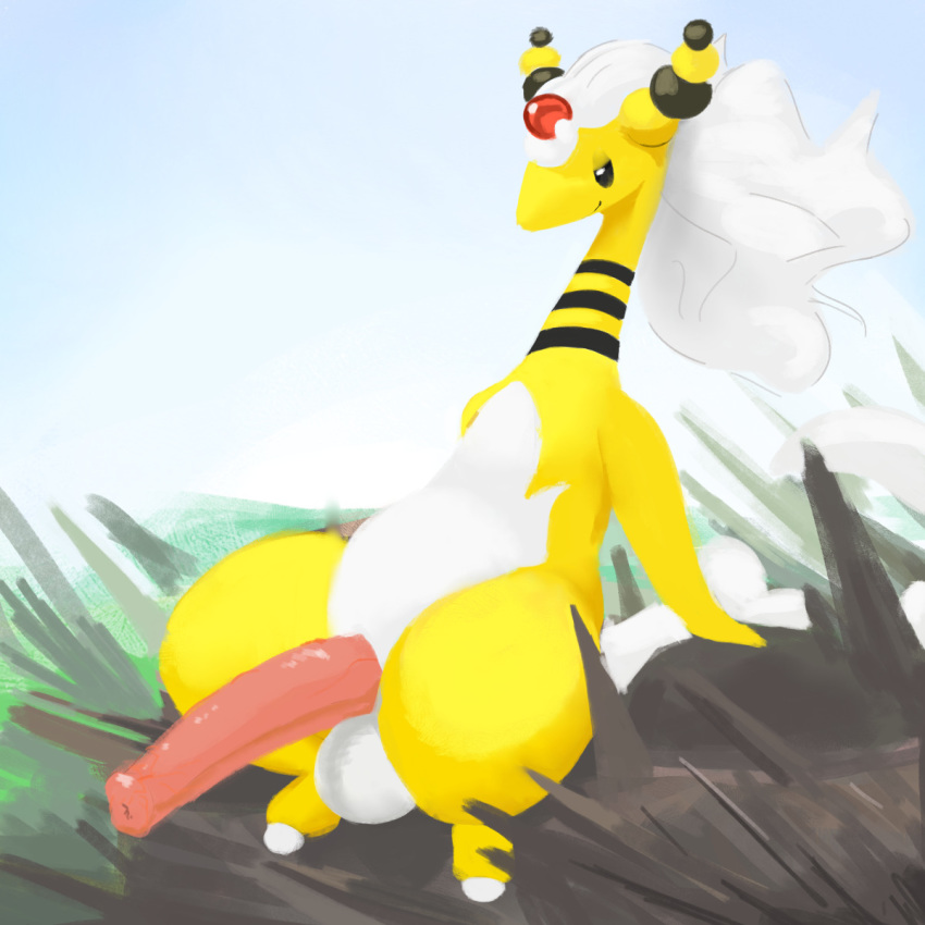 1:1 ampharos anthro big_penis clade countershading digital_media_(artwork) digital_painting_(artwork) dragon erection hi_res male male_only mega_ampharos mega_evolution nintendo outside penis pokémon_(species) pokemon pokemon_(species) sheep sitting solo testicles video_games white_balls white_countershading