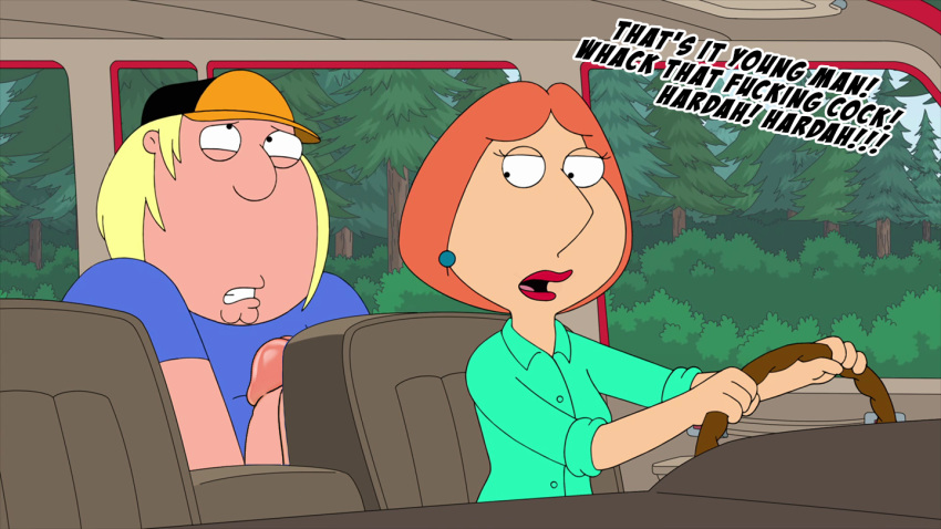 chris_griffin driving edit family_guy femdom incest lois_griffin masturbation mother_and_son red_lipstick screenshot screenshot_edit