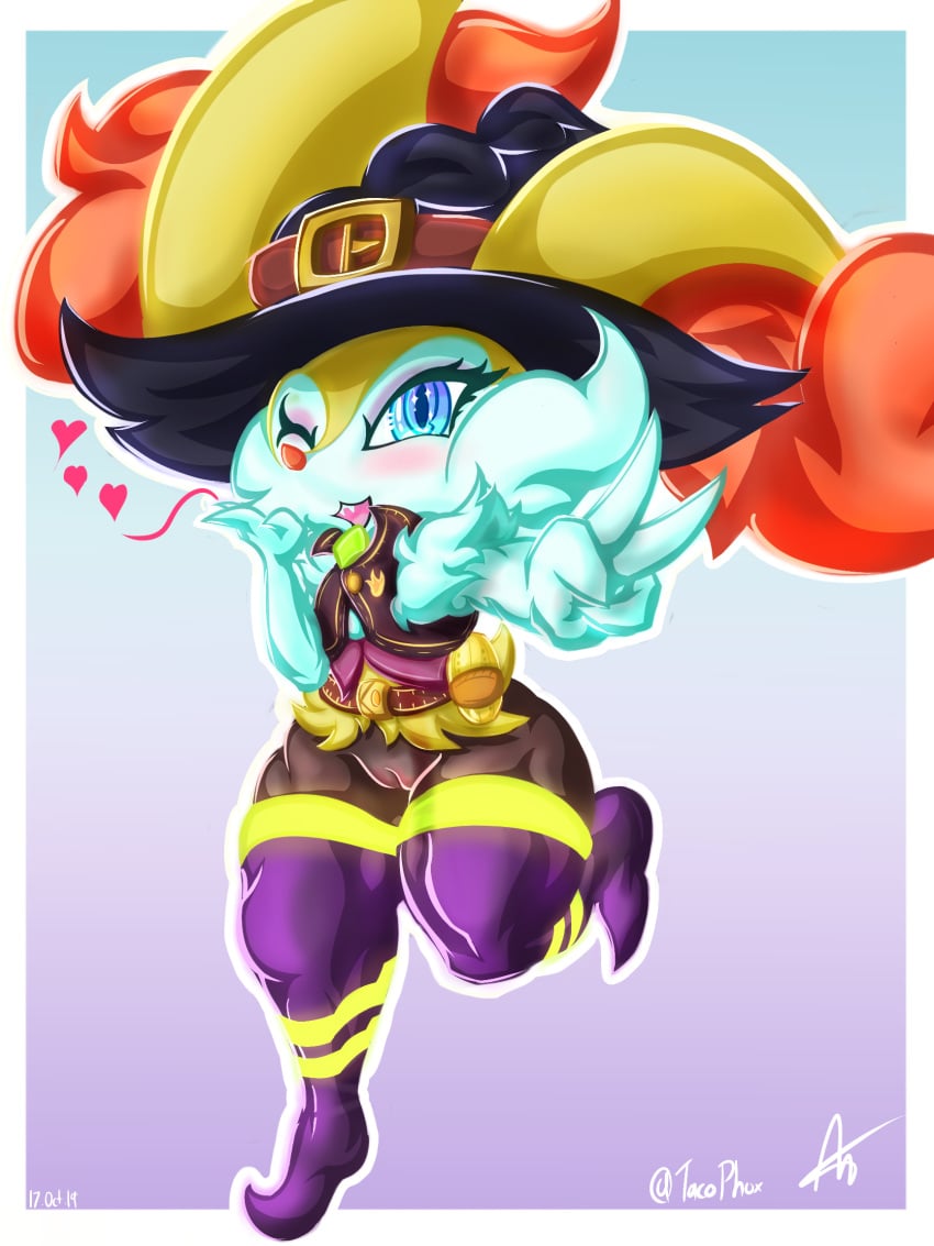 2019 absurd_res anthro blush braixen canid canine clothing digital_media_(artwork) female fur halloween hat headgear headwear hi_res holidays inner_ear_fluff looking_at_viewer magic_user mammal muscular muscular_female muscular_legs nintendo open_mouth original_character pokémon_(species) pokemon pokemon_(species) pussy simple_background smile solo tacophox thick_thighs tuft video_games white_body white_fur wide_hips witch witch_hat yellow_body yellow_fur