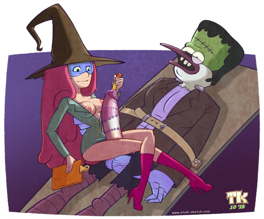 adventure_time avian balls big_hair big_penis bird black_hair blue-tinted_eyewear boots breasts breasts_out cartoon_network clipboard clothing cosplay duo eyewear female femdom frankenstein frankenstein's_monster goggles hair halloween hat headgear headwear holidays humanoid larger_male leg_lock long_boots long_hair long_legs looking_at_penis magic_user male male_urethral_insertion mordecai mordecai_(regular_show) nipples pencil pencil_(disambiguation) penetration penis pink_body pink_hair pink_skin princess_bubblegum red_hair regular_show restrained skirt smaller_female stationary_restraints stitches straight strapped_down straps thigh_sex tinted_eyewear turk128 undead urethral urethral_insertion urethral_penetration url visor witch witch_hat