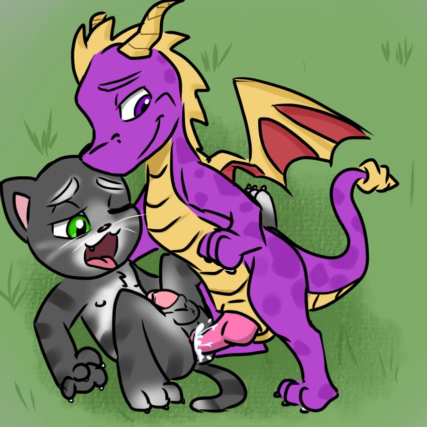 1:1 activision anal bodily_fluids crossover crossover_pairing crossover_shipping cum dragon felid feline gay genital_fluids hi_res looking_down male male/male mammal muffinlewds outside penetration penis scales spyro spyro_the_dragon talking_friends talking_tom talking_tom_and_friends tom video_games