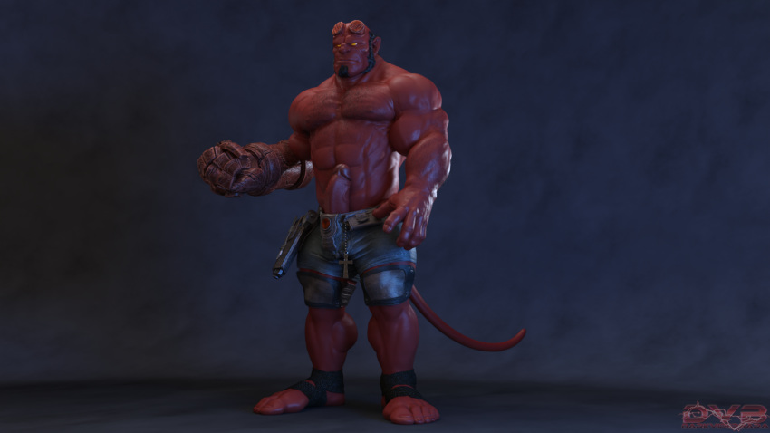 16:9 3d boner clothing darkviperbara erection hellboy hellboy_(series) hi_res humanoid humanoid_penis male male_only penis red_body red_skin solo