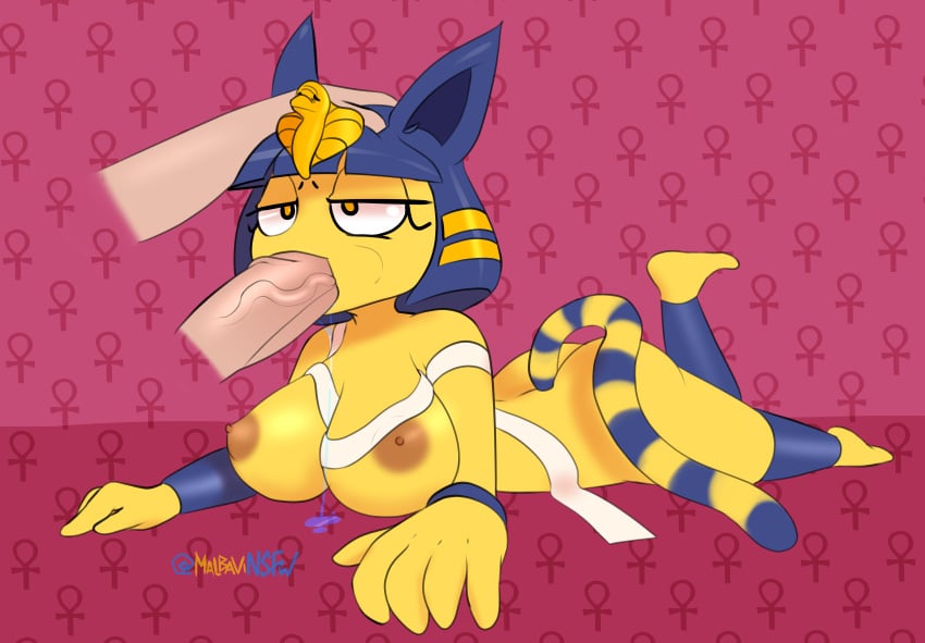 1boy 1girls absurd_res animal_crossing ankh ankha anthro anthro_penetrated areolae ass bandages barefoot big_breasts big_ears big_eyes big_penis biped blue_body blue_fur blue_hair bodily_fluids bored breasts cheek_bulge disembodied_hand disembodied_penis drooling duo egyptian erection eye_contact eyelashes feet feline fellatio female female_focus female_penetrated half-closed_eyes hand_on_head head_grab hi_res holding human human_on_anthro human_penetrating human_penetrating_anthro humanoid_penis interspecies large_breasts large_penis looking_at_viewer lying makeup malbavi male male_human/female_anthro male_on_anthro male_penetrating male_penetrating_female male_pov mammal multicolored_tail nintendo nipples nude oral penetration penis pov purple_background saliva short_hair simple_background soles solo_focus stripes submissive submissive_female tail text thick_penis thick_thighs unseen_male_face veins veiny_penis video_games watermark wet wide_hips yellow_body yellow_eyes yellow_fur