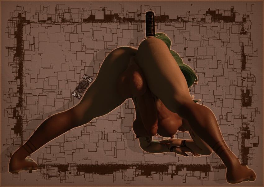 3d 3d_(artwork) anthro ass ass_focus balls breasts brown_body butt dickgirl furry futa futanari green_hair green_tail hair huge_balls huge_breasts huge_cock huge_penis hyena hyena_girl jack-o_pose leaf_on_head leaf_tail nipples pea4thefre2h peacheart_(character) penis render smile smirk