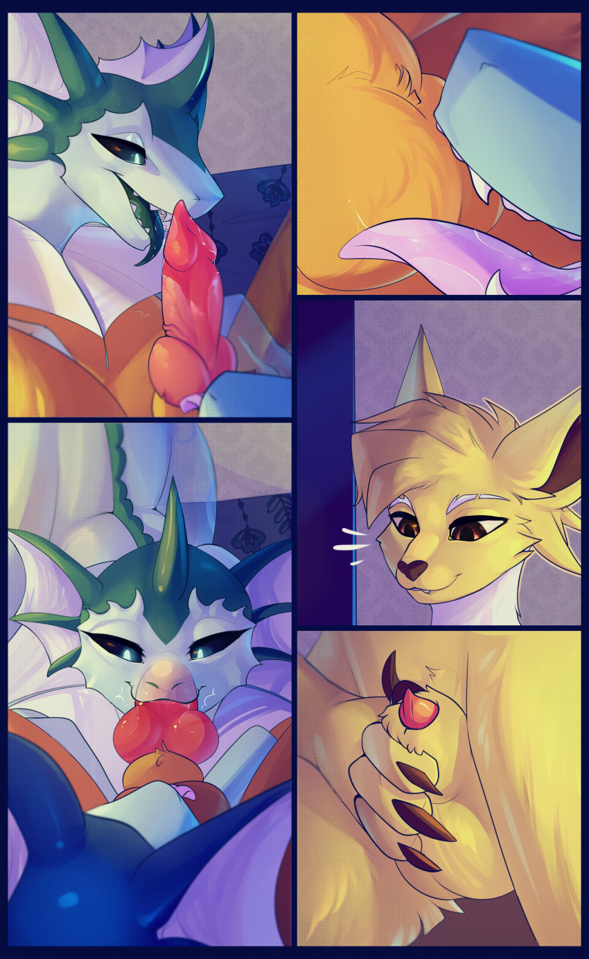 2019 2boys absurd_res ambiguous_gender animal_genitalia anthro anthrofied blue_eyes blue_fur brown_fur close-up comic digital_media_(artwork) eevee eeveelution elvche eye_contact fellatio female group group_sex half-closed_eyes hi_res jolteon knot looking_at_viewer male masturbation nintendo nude oral oral_penetration original_character penetration penis penis_tip pokémon_(species) pokemon pokemon_rgby pokemorph purple_border sheath teamwork testicles threesome vaporeon veins veiny_penis video_games white_fur yellow_fur