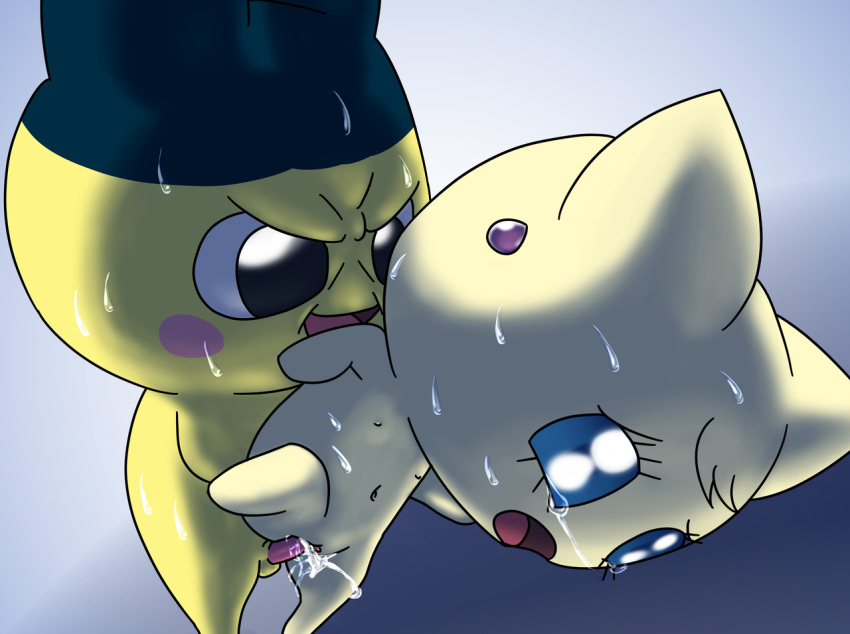 anthro anthro_on_anthro anthro_penetrated anthro_penetrating anthro_penetrating_anthro balls biped bodily_fluids cum cum_in_pussy cum_inside duo eyelashes featureless_arms featureless_legs female female_penetrated genital_fluids male male_penetrating male_penetrating_female mametchi melodytchi navel nipples nude penetration penis pussy rape_face sex straight sweat tamagotchi tears uncensored vaginal_penetration 九尾