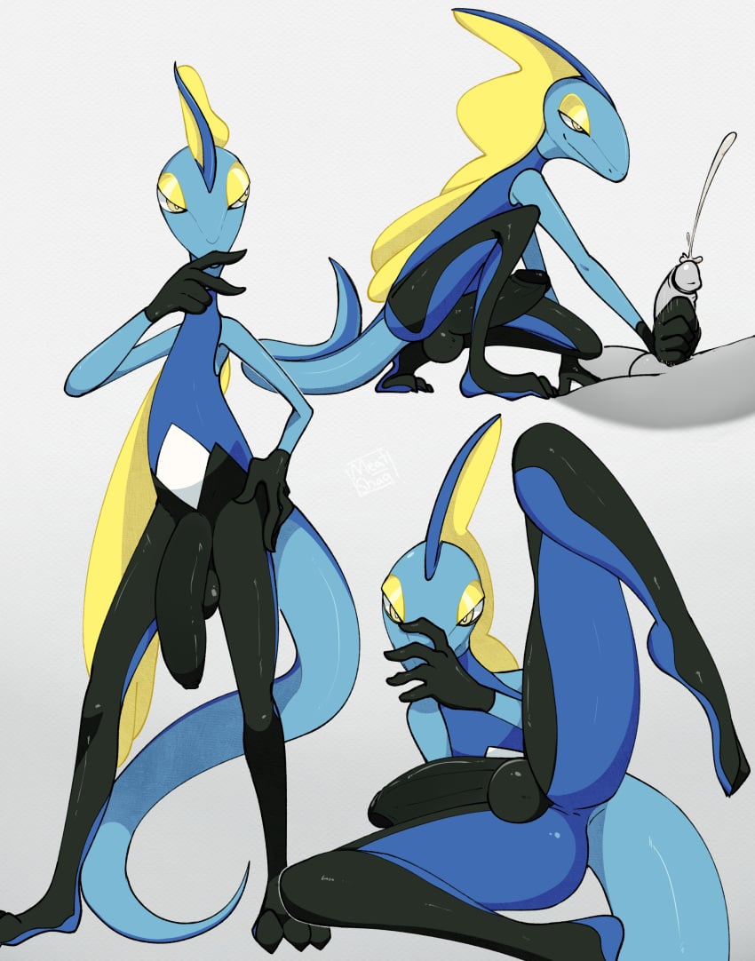 2boys 3_toes absurd_res anus armpits balls big_penis black_penis black_skin blue_skin bodily_fluids cum cumshot erection eye_contact feet flaccid foreskin gay genital_fluids half-closed_eyes handjob hi_res huge_penis human inteleon interspecies large_penis larger_male long_legs long_penis looking_at_viewer male male_only meatshaq motion_lines nintendo nude penis pokemon pokemon_(species) pokemon_ss presenting scalie sex size_difference smaller_male smile smug squatting tail testicles text thick_penis thick_thighs thin_waist uncircumcised video_games watermark yaoi yellow_eyes yellow_skin