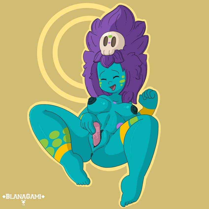 1:1 2019 adventure_time anus ass big_breasts blanagami blue_body blue_skin bodily_fluids bodypaint bone breasts cartoon_network digital_media_(artwork) female hair hi_res jungle_princess looking_pleasured masturbation nipples nude open_mouth penetration purple_hair pussy sex_toy simple_background skull smile solo thick_thighs tongue tongue_out vaginal_masturbation vaginal_penetration