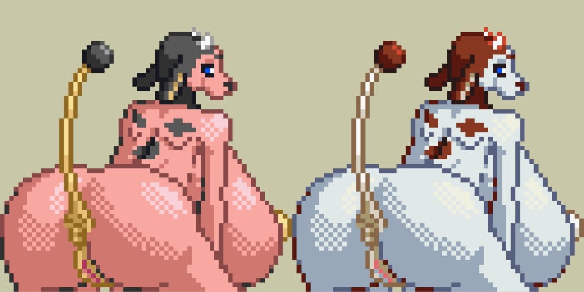 1girls alternate_color big_ass blue_eyes chubby cow cow_ears erect_nipples furry gigantic_breasts hokas huge_breasts looking_at_viewer miltank nintendo pink_fur pixel_art pokémon_(species) pokemon pokemon_gsc shiny_pokemon sideboob