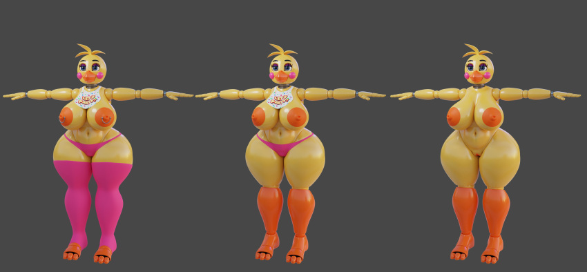 1girls 2019 3_toes 3d absurd_res animatronic areola avian beak bib big_breasts biped bird blue_eyes blush blush_stickers breasts chicken clothed clothing curvy_figure digital_media_(artwork) doll_joints english_text eyelashes eyeliner feathers female five_nights_at_freddy's five_nights_at_freddy's_2 front_view galliform gallus_(genus) grey_background head_tuft hi_res huge_breasts humanoid_hands machine makeup mipsmiyu multiple_images navel nipple_piercing nipples non-mammal_breasts nude orange_areola orange_beak orange_nipples panties phasianid piercing pink_clothing pink_legwear pink_panties pink_underwear pussy robot simple_background solo standing t_pose text thigh_highs toeless_legwear toes topless toy_chica_(fnaf) tuft underwear video_games voluptuous wide_hips yellow_body yellow_feathers