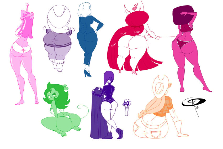 6+girls 8girls adventure_time applejack_(mlp) ass ass_clapping big_ass cartoon_network crossover dat_ass dc dc_comics disney disney_channel female female_only fink fink_(ok_k.o.!_let's_be_heroes) from_behind frostbiteboi garnet_(steven_universe) gem_(species) gem_fusion gravity_falls hekapoo high_heels huge_ass kneeling looking_away looking_back lori_loud mouse multiple_girls my_little_pony nickelodeon ok_k.o.!_let's_be_heroes pacifica_northwest presenting presenting_hindquarters princess_bubblegum rachel_roth raised_tail raven_(dc) rear_view standing star_vs_the_forces_of_evil steven_universe straight_hair teen_titans teen_titans_go the_loud_house thicc-verse toonami twerking white_background