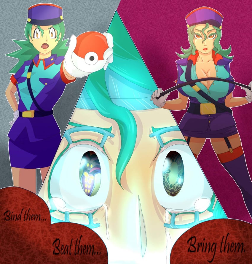 1girls alternate_breast_size blue_hair bondage brown_eyes cleavage close-up clothed commission eye_contact ezezaguna female femdom feral forced hat houndoom huge_breasts human human_only hypnosis long_hair looking_at_viewer malamar mind_control nintendo officer_jenny_(pokemon) pokemon pokemon_gsc pokemon_rgby pokemon_xy police police_uniform ponytail shirt skirt source_request team_nightmare tears text thigh_gap transformation uniform watermark wide_hips