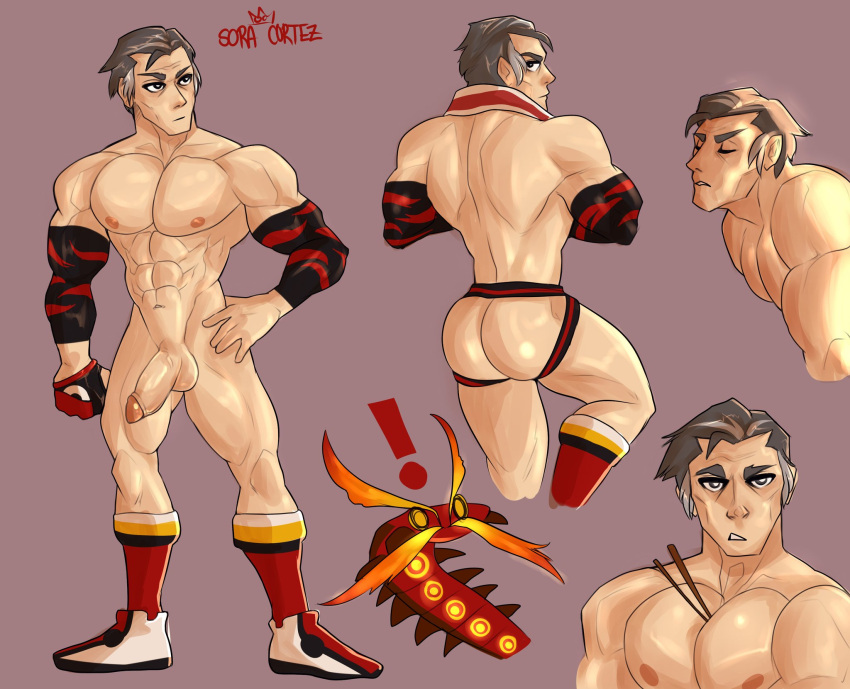 back centiskorch jockstrap kabu_(pokemon) male male_focus male_only muscles pokemon yozorac1