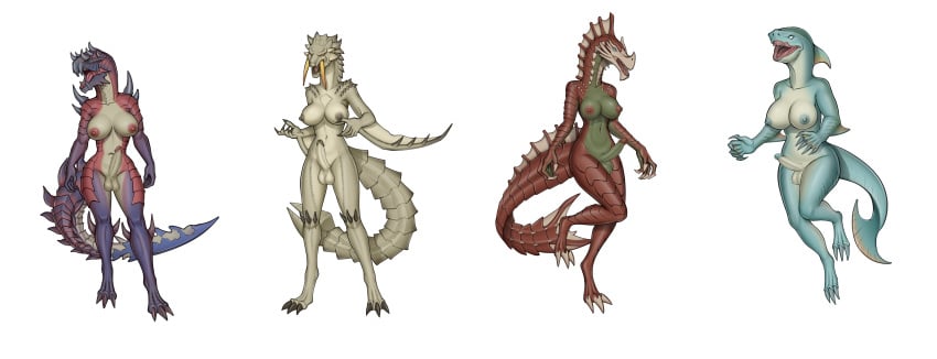 4futas 4girls absurd_res agnaktor amphibian_(mh) anon_bardos anthro areolae balls barioth breasts brute_wyvern capcom dark-skinned_futanari erect_nipples erection flying_wyvern furry futa_only futa_sans_pussy futa_with_futa futanari glavenus hi_res intersex leviathan_(mh) monster_hunter nipples nude penis scalie video_games zamtrios