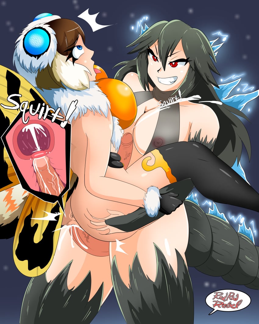 ahe_gao animal_genitalia animal_penis cum cum_in_pussy cum_in_uterus cum_inside futa futa_on_futa futa_only futanari godzilla godzilla_(series) herm intersex kaiju_girls_(webcomic) monster_girl moth_girl mothra open_mouth penis redradrebel sex spread_legs uterus x-ray