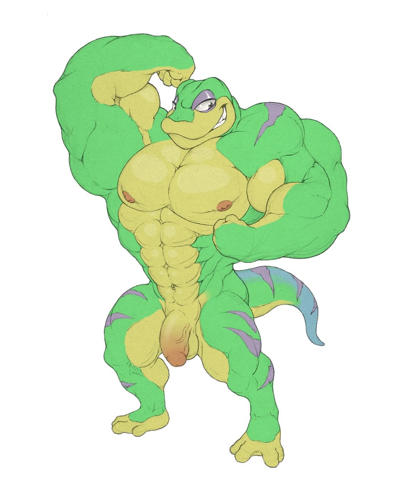 abs absurd_res balls big_muscles gecko gex_(series) gex_the_gecko hi_res huge_muscles humanoid_penis hyper hyper_muscles lizard male male_only muscular nipples nude penis reptile scalie solo utx-shapeshifter video_games