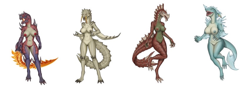 absurd_res agnaktor amphibian_(mh) anon_bardos barioth breasts brute_wyvern capcom female flying_wyvern glavenus hi_res leviathan_(mh) monster_hunter pussy scalie solo video_games zamtrios