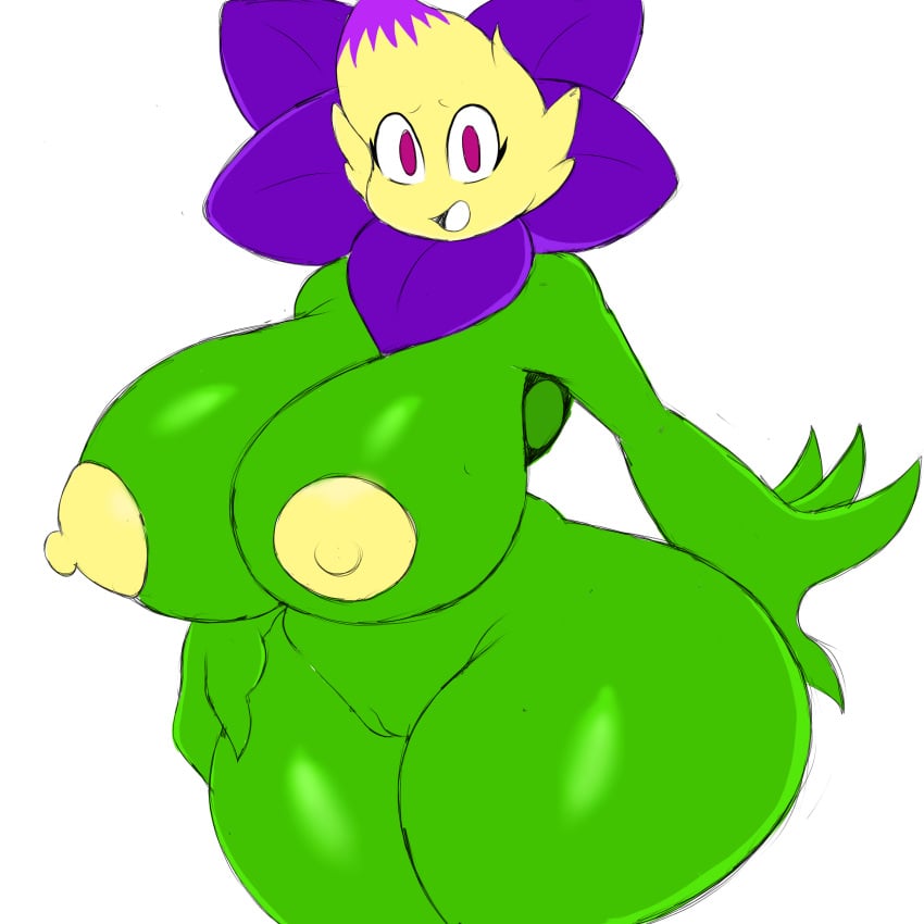 1:1 big_breasts breasts female flora_fauna hi_res humanoid itisjoidok looking_at_viewer nipples plant plantie plants_vs_zombies plants_vs_zombies_2:_it's_about_time pussy shrinking_violet shrinking_violet_(pvz) simple_background solo video_games white_background