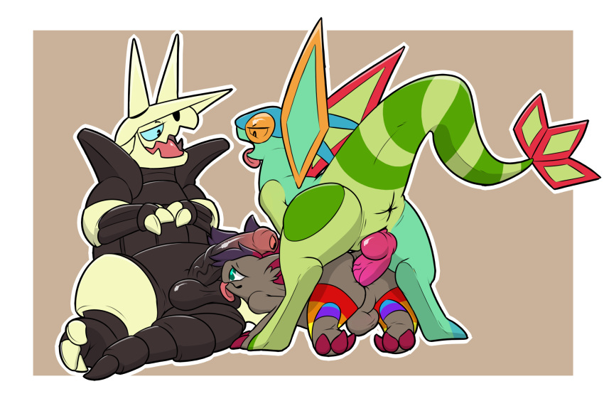 2019 3boys aggron alternate_color anal anal_sex anthro checker claws digital_media_(artwork) erection fan_character fellatio feral flygon fur furry green_eyes group group_sex hair hi_res horn lechecker male male_only male_penetrating nintendo nude open_mouth oral original_character penetration penis phos pokémon_(species) pokemon pokemon_(species) pokemon_bw pokemon_rse sex shiny_flygon shiny_pokemon simple_background smile spitroast testicles threesome tongue video_games wings zoroark