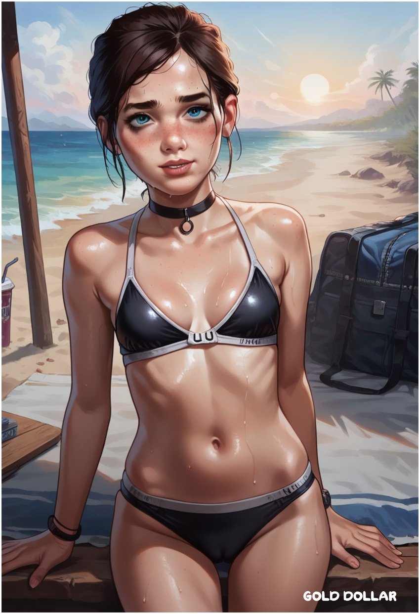 ai_generated bikini ellie_(the_last_of_us) ellie_williams gold_dollar teen teenager videogame young