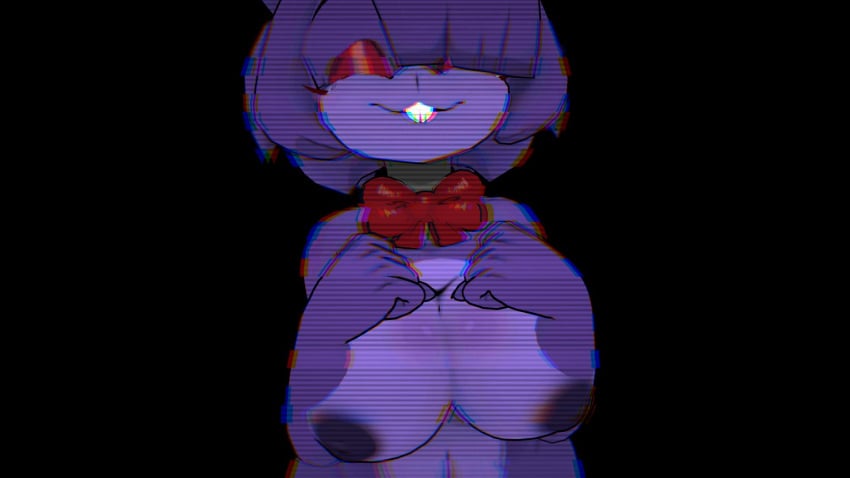 big_breasts black_background bonfie bonnie_(cally3d) bonnie_(fnaf) breasts bunny_girl female five_nights_at_freddy's fredina's_nightclub glitch solo vrchat