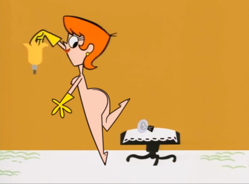 amigodan breasts cartoon_network dexter's_laboratory dexter's_mom edit female female_only huge_ass huge_butt light_bulb looking_back milf nipples nude red_hair standing_on_toes thick_ass thick_thighs warner_brothers yellow_gloves