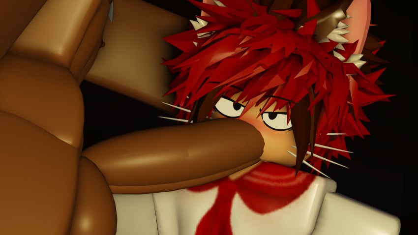 2boys 3d balls big_penis blush cat_ears catboy clothed dark-skinned_male dark_background dark_skin fellatio femboy femboysub gay looking_at_viewer male male/male male_only multicolored_hair neko-jan nude_male oral penis red_brown_hair roblox robloxian sailor_uniform school_uniform self_upload sillynekojancat spiky_hair tagme whiskers