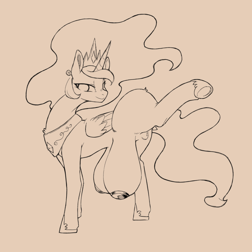 alicorn animal_genitalia animal_pussy cold-blooded-twilight crotchboobs crown equid equine equine_genitalia equine_pussy female feral friendship_is_magic fur genitals hair hanging_breasts hasbro headgear hi_res hooves horn huge_breasts huge_crotchboobs long_hair mammal monochrome my_little_pony mythological_creature mythological_equine mythology pasties princess_celestia_(mlp) pussy quadruped raised_leg simple_background smile solo standing tail tiara unicorn_horn vagina wings