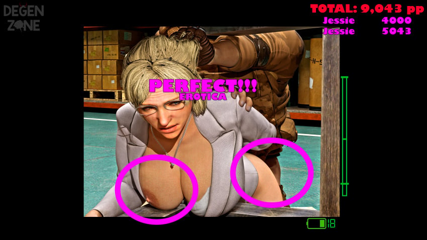 all_fours big_ass big_breasts blender blender_(software) blender_cycles blonde_hair blouse breasts camera capcom dead_rising degenzone doggy_style doggy_style_position erotica forced forced_presentation forceful frank_west glasses jessica_mccarney millitary office_clothing office_lady original_artwork penetration photography pulled_to_side pulled_up_shirt rape slutty_outfit soldier squint squinting zombie