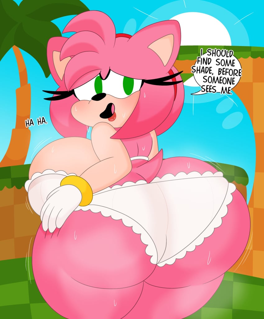 1girls 3barts amy_rose anthro ass ass_bigger_than_head ass_cleavage big_ass big_breasts bra breasts butt_crack cleavage female female_only hedgehog huge_ass huge_breasts large_ass large_breasts looking_back panties sega sonic_(series) sonic_the_hedgehog_(series) sweat sweating tagme thick_thighs wide_hips