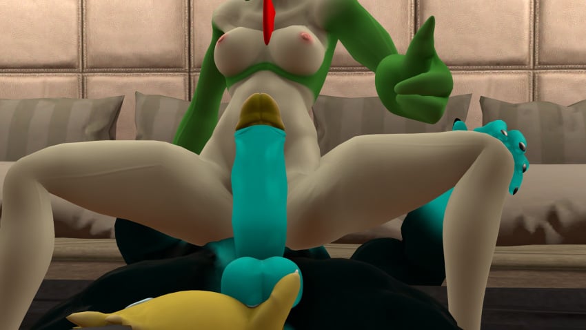 3d animal_humanoid anthro ball_grab ball_squeeze balls bed blue_penis breasts duo erection fan_character felid felid_humanoid feline feline_humanoid female furniture gardevoir generation_3_pokemon generation_4_pokemon generation_7_pokemon genitals gesture group hand_gesture hi_res humanoid imminent_sex legendary_pokemon luxio male male/female mammal mammal_humanoid multicolored_penis nintendo nipples nude obscured_genitals offscreen_character penile penis penis_worship pillow pokemon pokemon_(species) presenting pussyjob reverse_cowgirl_position sex skdadleskodle spread_legs spreading story_at_source thumbs_up trio yellow_penis zeraora
