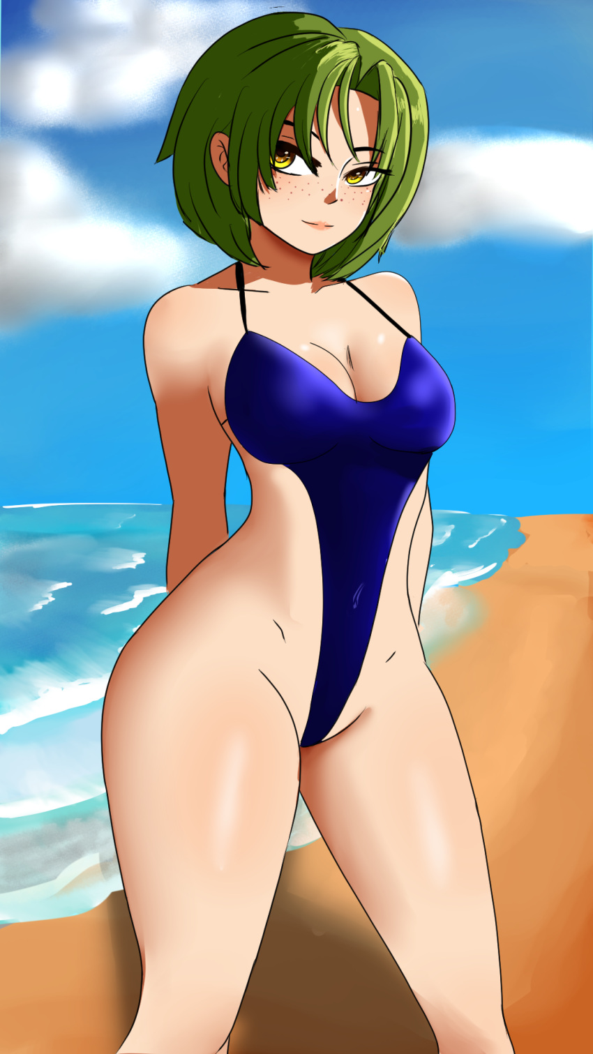 1girls arms_behind_back ass beach big_ass big_butt blue_swimsuit breasts brown_eyes colombian dat_ass exposed_ass female female_focus freckles green_hair hispanic hispanic_virtual_youtuber huge_ass huge_butt indie_virtual_youtuber larepl1ka latam_virtual_youtuber light-skinned_female light_skin medium_breasts ocean one-piece_swimsuit ryumi ryumivt sea short_hair slingshot_swimsuit smile standing swimsuit thick_thighs thighs twitch twitch.tv two_piece_swimsuit virtual_youtuber vtuber yellow_eyes youtube youtube_hispanic