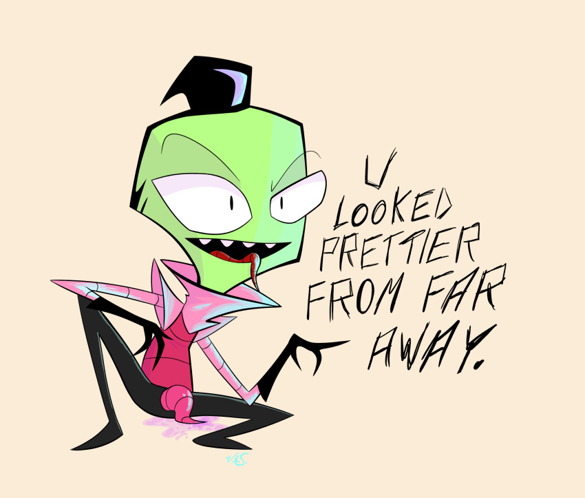 1boy alien black_hair green_skin invader_zim irken male male_only no_humans smooth_skin teeth tongue tongue_out zim