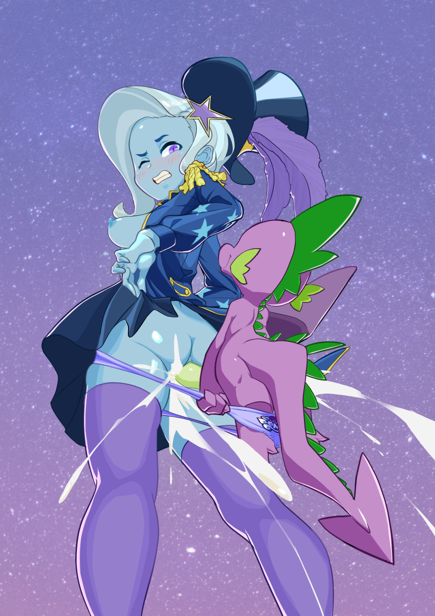 anal blue_nipples cum cum_in_ass cum_inside dark_nipples dekasuji equestria_girls erect_nipples faceless_male friendship_is_magic interspecies my_little_pony panties panties_down smooth_skin spike_(mlp) tagme trixie_(mlp) trixie_lulamoon trixie_lulamoon_(eg) upskirt upskirt_sex