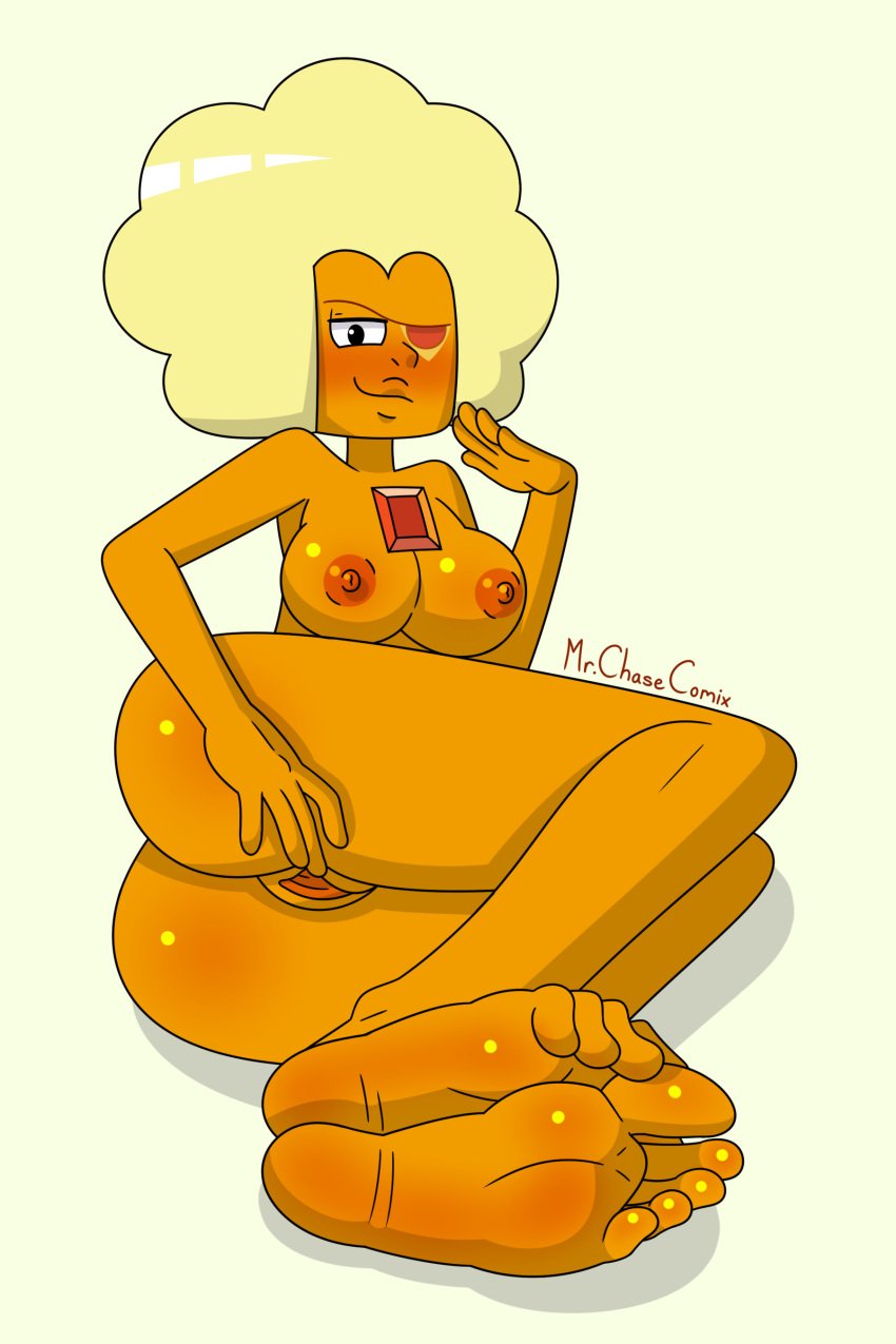 1girls breasts cartoon_network feet female female_only foot_fetish hessonite_(steven_universe) mr._chase_comix presenting_pussy pussy solo steven_universe steven_universe:_save_the_light unibrow