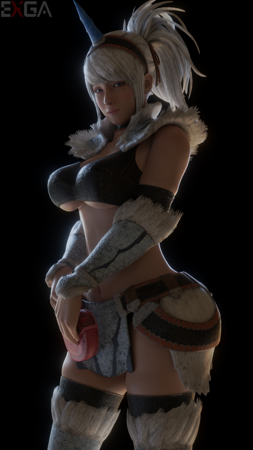 1girls 3d big_breasts breasts cleavage ela_(exga) exga female female_only kirin_(armor) large_breasts looking_at_viewer monster_hunter monster_hunter_world solo