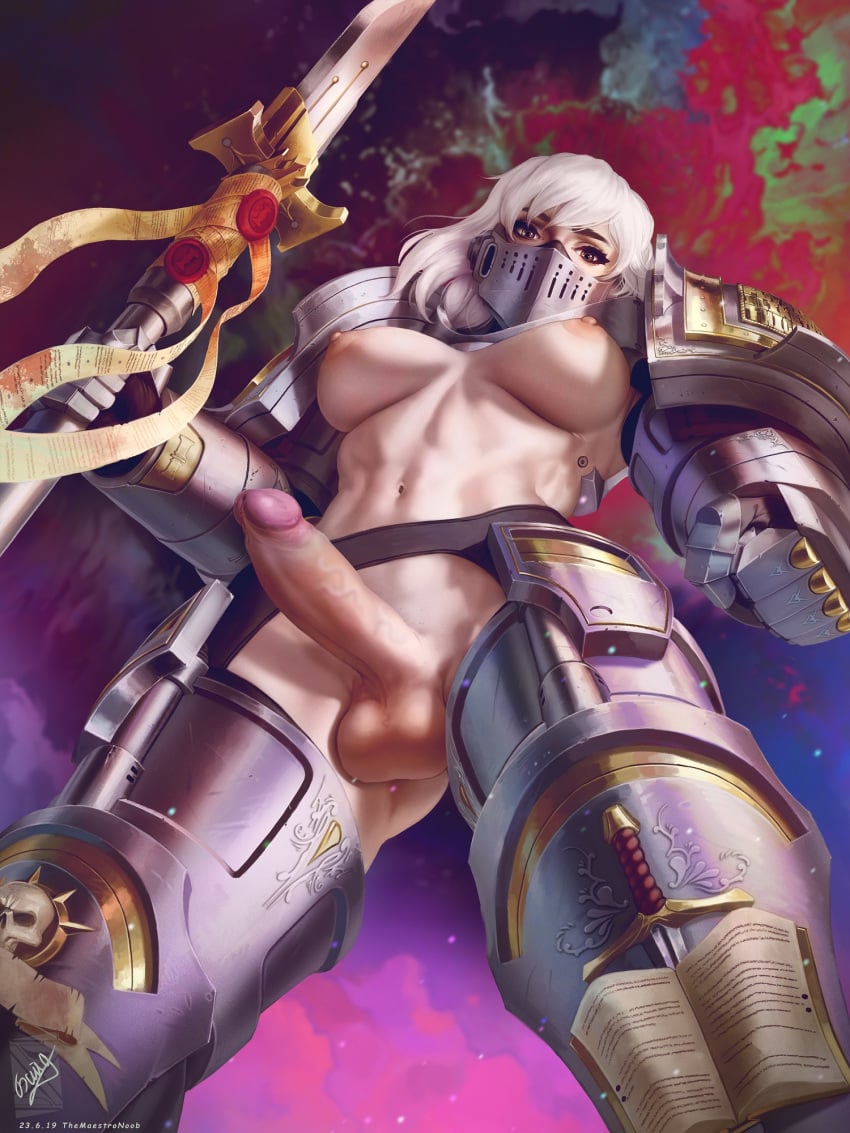 1futa abs adeptus_astartes areolae armor armwear balls breasts casual curvy erect_nipples erection exposed_torso facewear female_space_marine footwear futa_only futa_sans_pussy futanari gauntlets genderswap greaves grey_knight handwear human imperium_of_man inquisition_(warhammer_40k) intersex large_breasts large_penis legwear mostly_nude muscular_futanari nipples nude pale_skin penis purity_seal rule_63 solo space_marine standing_over_viewer text themaestronoob viewed_from_below warhammer_(franchise) warhammer_40k white_hair wide_hips yellow_eyes