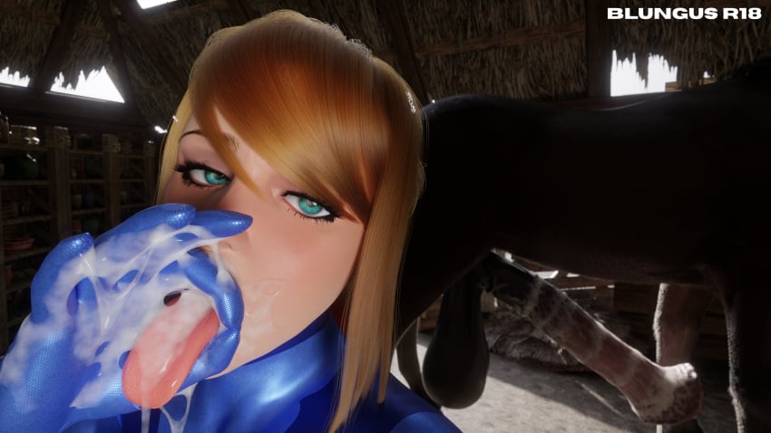 1boy 1girls 3d :>= after_bestiality after_deepthroat after_fellatio after_oral after_sex animal_genitalia balls big_balls big_penis bimbo bimbo_lips blonde_hair blue_eyes blue_lipstick blungusr18 clothing cum cum_in_mouth cum_on_face cum_on_hand cum_on_tongue equine equine_genitalia equine_penis erection female female_on_feral feral feral_on_female feral_on_human flared_penis fully_clothed horse horseballs horsecock huge_balls huge_cock human_female human_on_feral implied_bestiality interspecies lipstick long_tongue looking_at_viewer low_hanging_balls male mascara metroid narrowed_eyes nintendo open_mouth pale-skinned_female penis puffy_lips samus_aran scrag_boy_(model) scrag_samus tongue tongue_out zero_suit_samus zoophilia