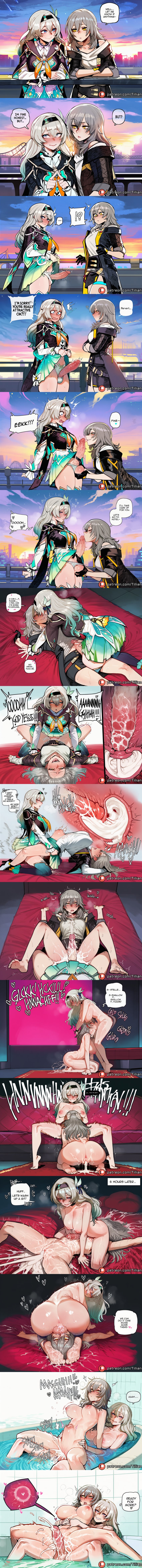 2girls ahegao ai_generated anus ass assertive_female barefoot bathtub black_hairband black_jacket blue_eyes blush breasts clothes_lift completely_nude couch crossed_arms crosssection cum cum_in_pussy cum_in_uterus cunnilingus deepthroat ejaculation english_text erection evening feet fellatio fertilization firefly_(honkai:_star_rail) futa_with_female futanari gloves gradient_hair grey_hair hair_between_eyes hairband honkai:_star_rail huge_penis impregnation index_fingers_together internal_cumshot irrumatio jacket kneeling large_breasts long_hair looking_at_another lying multiple_girls nipples nude on_back open_mouth oral orange_neckerchief ovum panties penis railing sex sheet_grab shirt sitting_on_face skirt sky smile soles speech_bubble standing stelle_(honkai:_star_rail) stelle_honkai_star_rail stomach_bulge sunset testicles thighhighs tillian toes trailblazer_(honkai:_star_rail) trailblazer_honkai_star_rail trembling uncensored underwear vaginal white_panties white_shirt yellow_eyes yuri