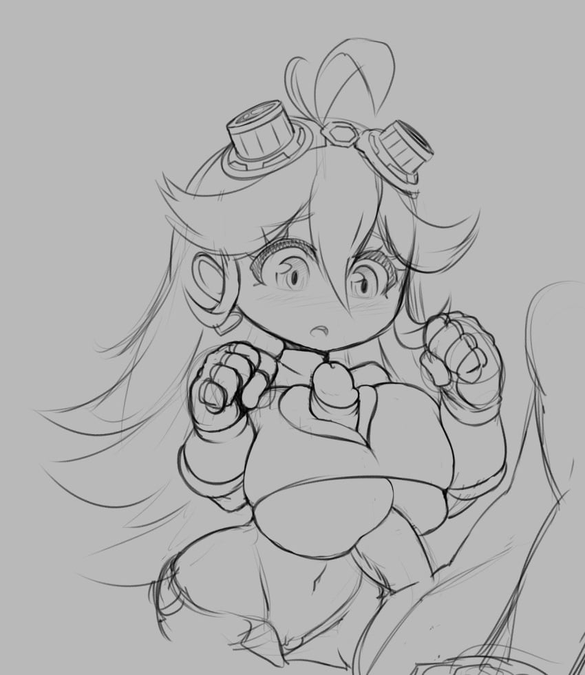 dmxwoops maplestory_2 monochrome paizuri peachy_(maplestory_2) sketch