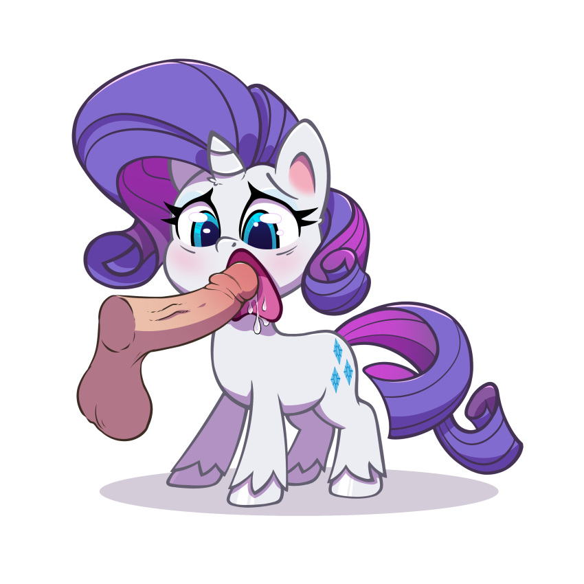 1:1 2019 absurd_res balls blush chibi cutie_mark equid erection female feral friendship_is_magic hair hi_res horn humanoid_penis mammal my_little_pony my_little_pony:_pony_life open_mouth penis rarity_(mlp) senaelik simple_background solo unicorn unicorn_horn white_background