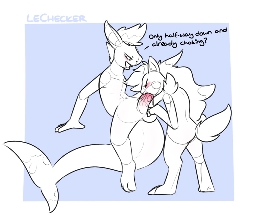 2019 2boys anthro balls blush bodily_fluids checker claws digital_media_(artwork) duo erection fellatio fingers fish fur furry gay genital_fluids hair half-closed_eyes humanoid_penis larger_male lechecker male male_only mammal marine nintendo nude open_mouth oral original_character partially_colored penetration penis pokémon_(species) pokemon pokemon_(species) pokemon_bw shark simple_background size_difference smile testicles text video_games watermark wide_hips yaoi zoroark