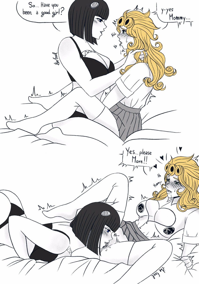 2girls blonde_hair bob_cut bruno_buccellati cunnilingus genderswap_(mtf) giorno_giovanna jojo's_bizarre_adventure licking licking_pussy mafia mafioso milf mommy_kink multiple_girls pussy rule_63 school_uniform spread_legs the_foolishone vento_aureo yuri