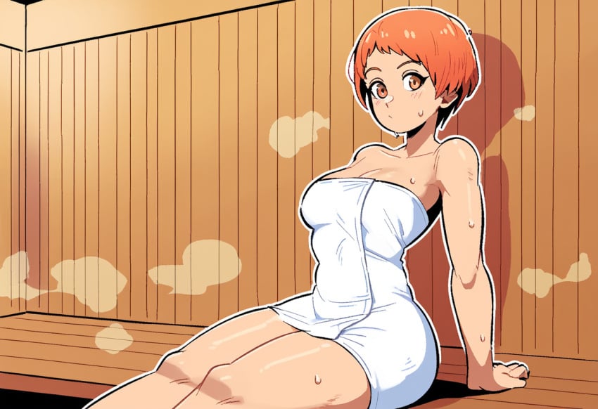 1girls ai_generated fire_emblem fire_emblem:_three_houses leonie_pinelli novelai sauna towel